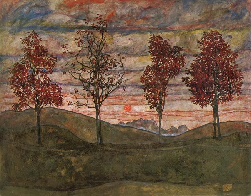 Egon Schiele Four Trees